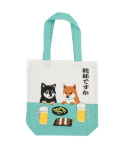 Tote Bag Shiba Dog Blue Green