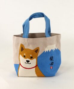 Tote Bag Shiba Inu Blue with Mt Fuji Background
