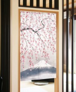 Japanese Noren: Mt. Fuji and Cherry Blossom Majesty