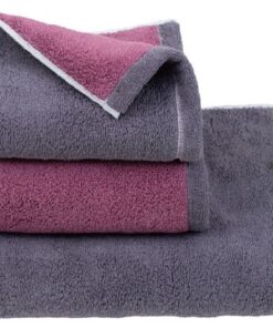 Japanese-Made Imabari Bath Towel in Charcoal Gray/Dusty Pink