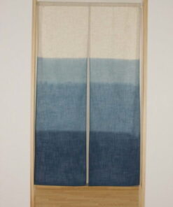Hand-Printed Linen Noren Japanese Curtain - Blue Symbol of Serenity