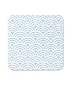 blue square coaster with traditional japanese waves (seigaiha)