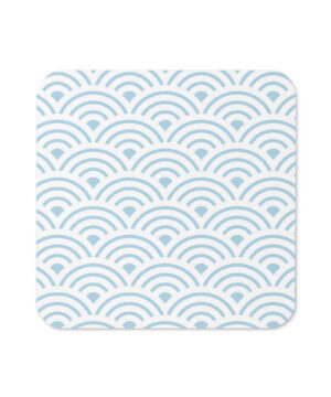 blue square coaster with traditional japanese waves (seigaiha)
