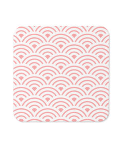 light red square coaster with traditional japanese waves (seigaiha)