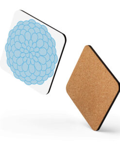 Square coaster with kiku - traditional chrysanthemum (blue)