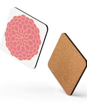 square coaster with kiku - traditional chrysanthemum (yellow and pink)