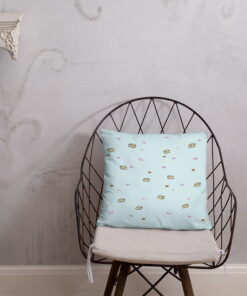 Tofu and Fish Pillow (solid blue)