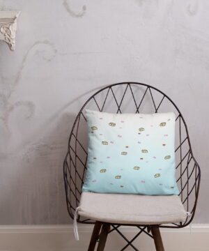 Tofu and fish Pillow (blue fade)