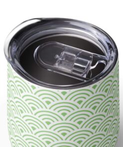 Wine tumbler - traditional japanese waves seigaiha (green)
