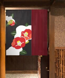 noren curtain flower design in use