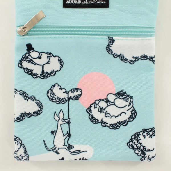 japanese shoulder bag moomin light blue 16x21cm front view close up in white background