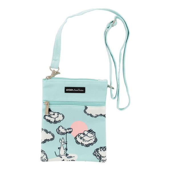 japanese shoulder bag moomin light blue 16x21cm front view in white background