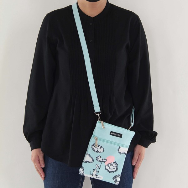 japanese shoulder bag moomin light blue 16x21cm in use