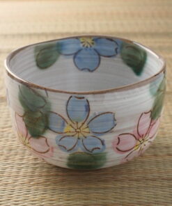 match tea bowl cherry blossom front view