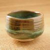 matcha tea bowl green front view