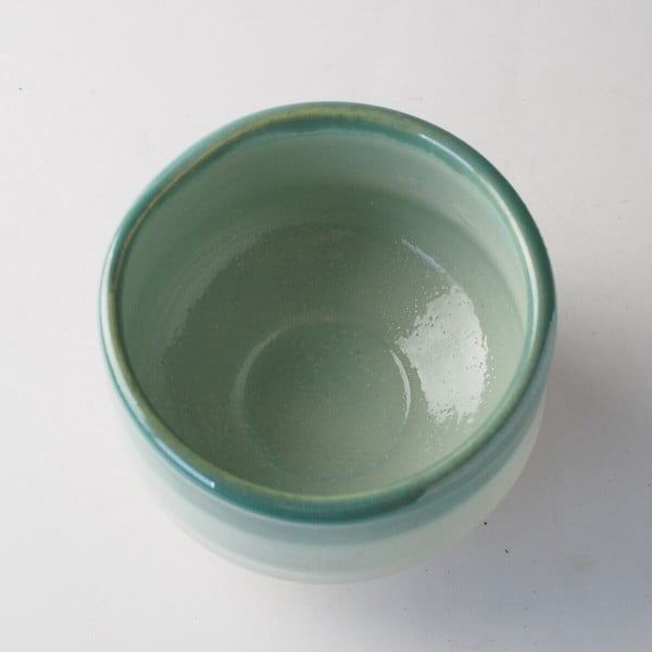 matcha tea bowl hitogama hiwa glass top view