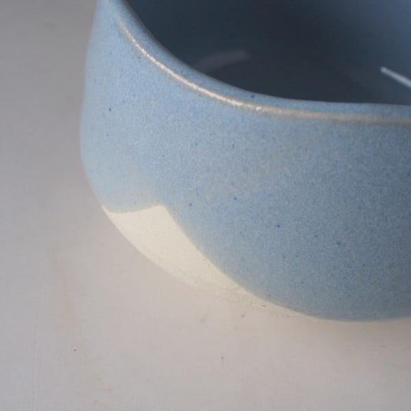 matcha tea bowl ocean blue close up