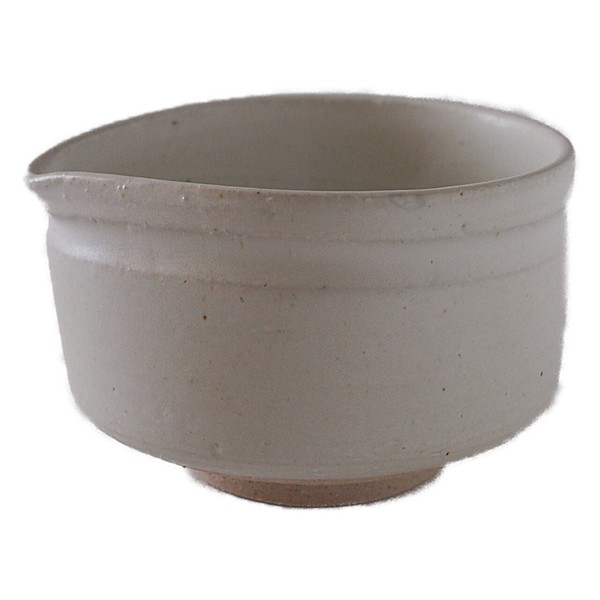 matcha tea bowl pottery white front view