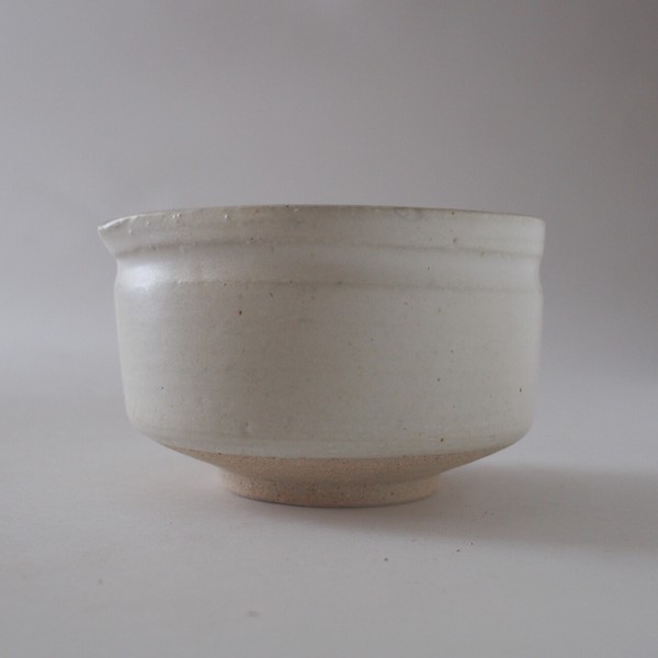 matcha tea bowl pottery white front view1