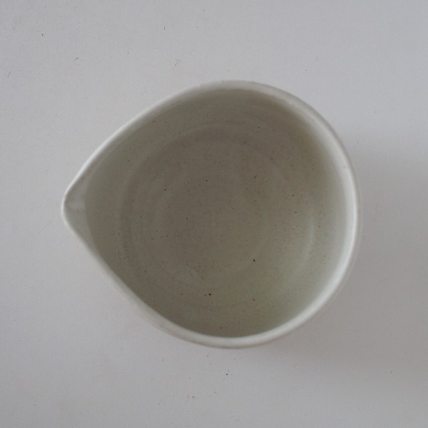 matcha tea bowl pottery white top view