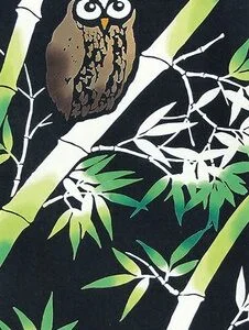 tenugui hand towel bamboo owl 33x90cm