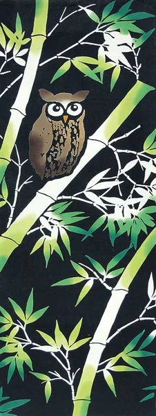 tenugui hand towel bamboo owl 33x90cm