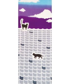 tenugui hand towel cat on roof 33x90cm