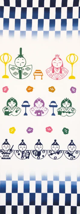 tenugui hand towel checked hina festival 33x90cm