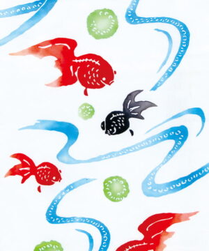 tenugui hand towel goldfish in running water 33x90cm