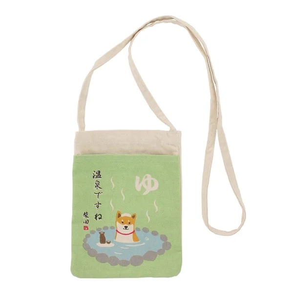 tote bag shiba inu dog in hot spring 24x17.5cm
