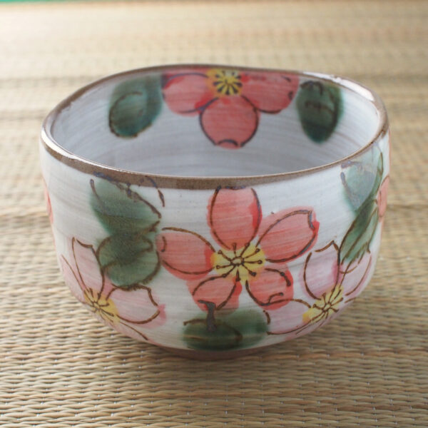Mino ware Japanese Teacup Red Floral