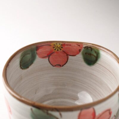Mino ware Japanese Teacup Red Ceramic top side