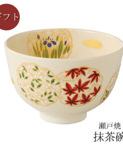 Seto ware Incheong Four Seasons Flowers and Flowers Matcha Bowl Design Highlight
