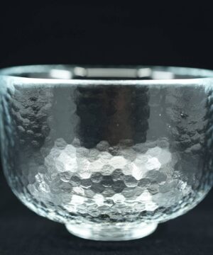 tokyo glass matcha bowl black background