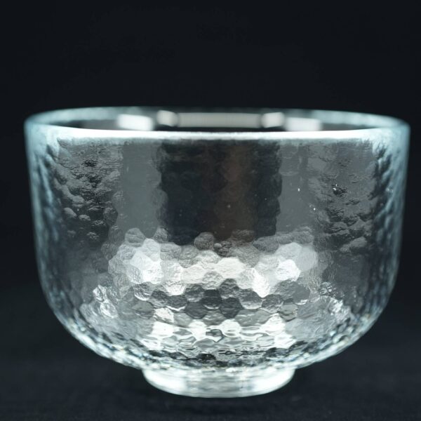 tokyo glass matcha bowl black background