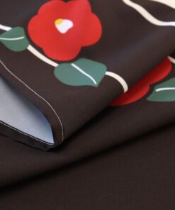 Japanese Noren Red Floral TSUBAKI - Made in Japan Folded