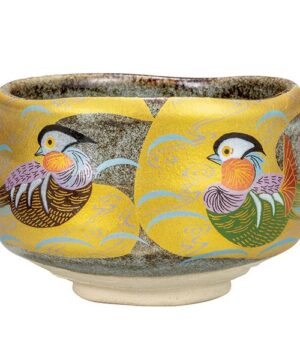 Kutani Ware Golden Mandarin Duck Japanese Matcha Bowl