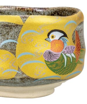 Kutani Ware Golden Mandarin Duck Japanese Matcha Bowl Right Mandarin Duck Photo