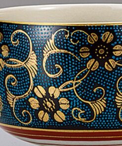 Kutani Ware Midnight Floral Matcha Bowl Left side closeup