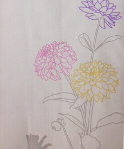 Japanese Noren Cat and Dahlia Design