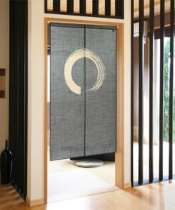 Japanese Noren Hemp-like slub Enso, Navy Blue