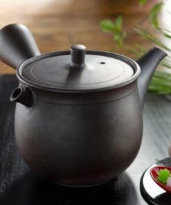 Black Glaze Blown Golden Drops Teapot Portrait
