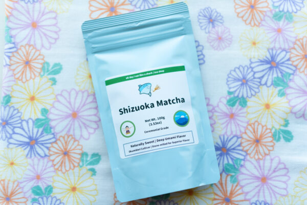 Okumidori Matcha, Ceremonial Grade from Shizuoka, Japan 100g bag kiku background