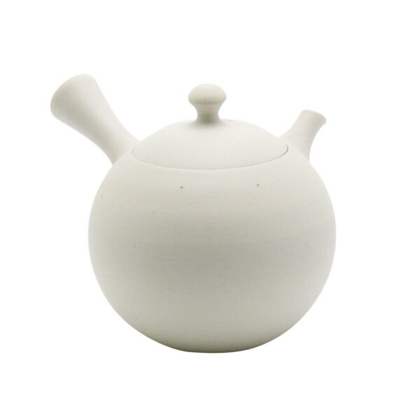 Tokoname ware Japanese Tokutasaku White Round Teapot - MIJ Portrait