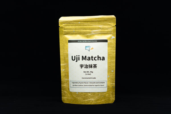 uji-matcha-black-background gold washi paper bag