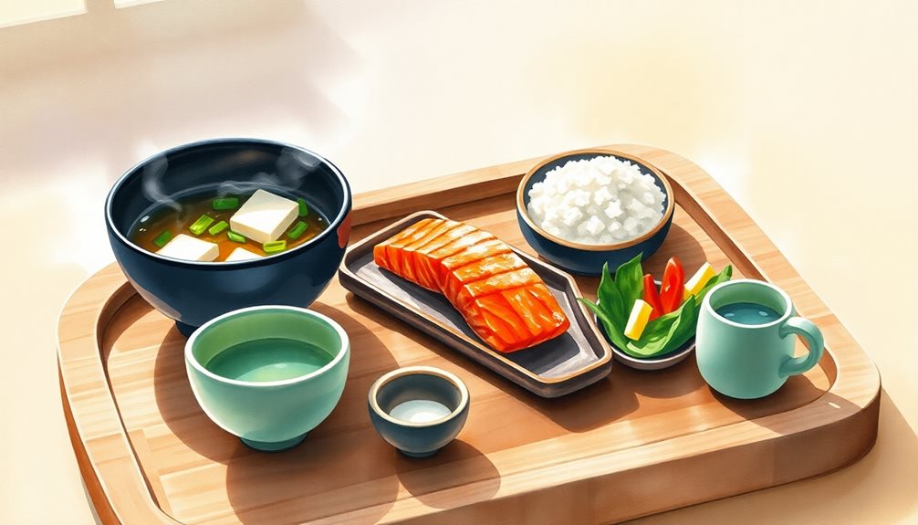 balanced traditional japanese breakfast