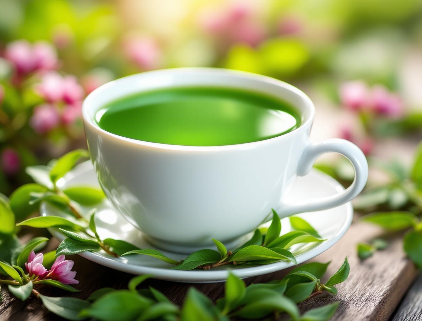 Japanese shincha new harvest tea — first flush green tea in a white porcelain teacup