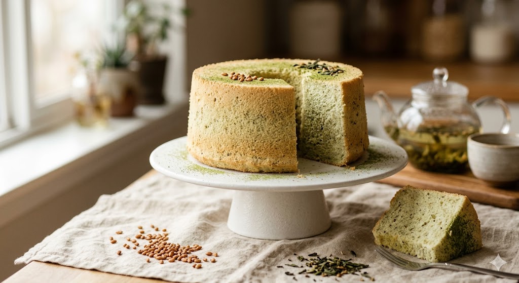 Genmaicha Chiffon Cake: Roasted Rice Tea Oil-Infused Japanese Sponge